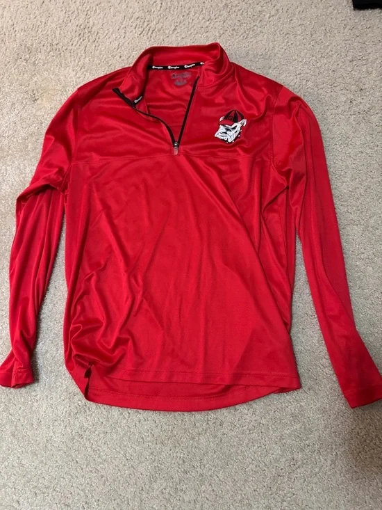 Red Quarter-Zip Pullover with Georgia Logo - Picture 1 of 1